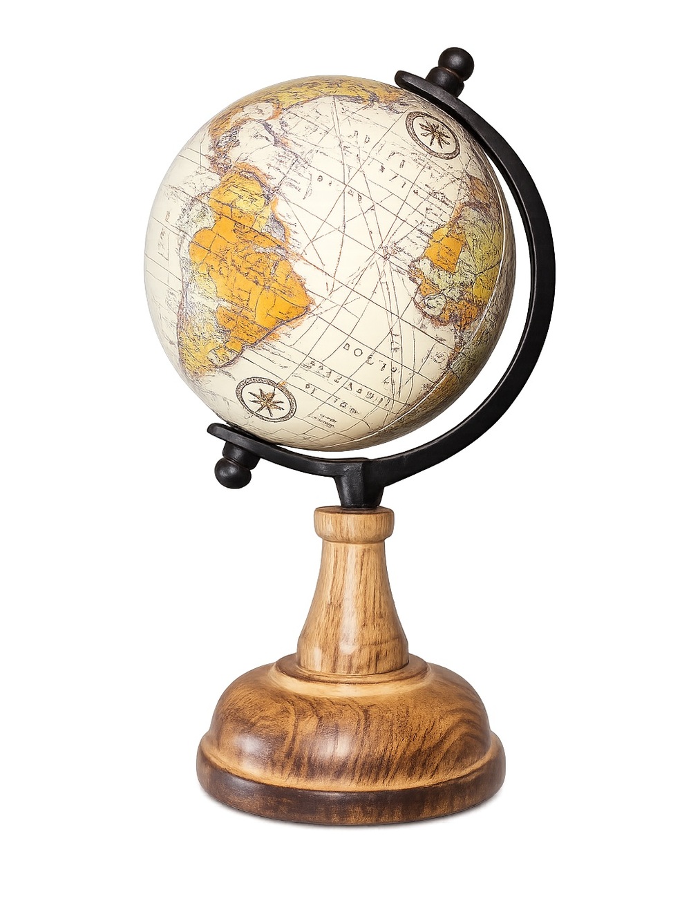 Vintage Style Tabletop Globe - Cream and Mustard